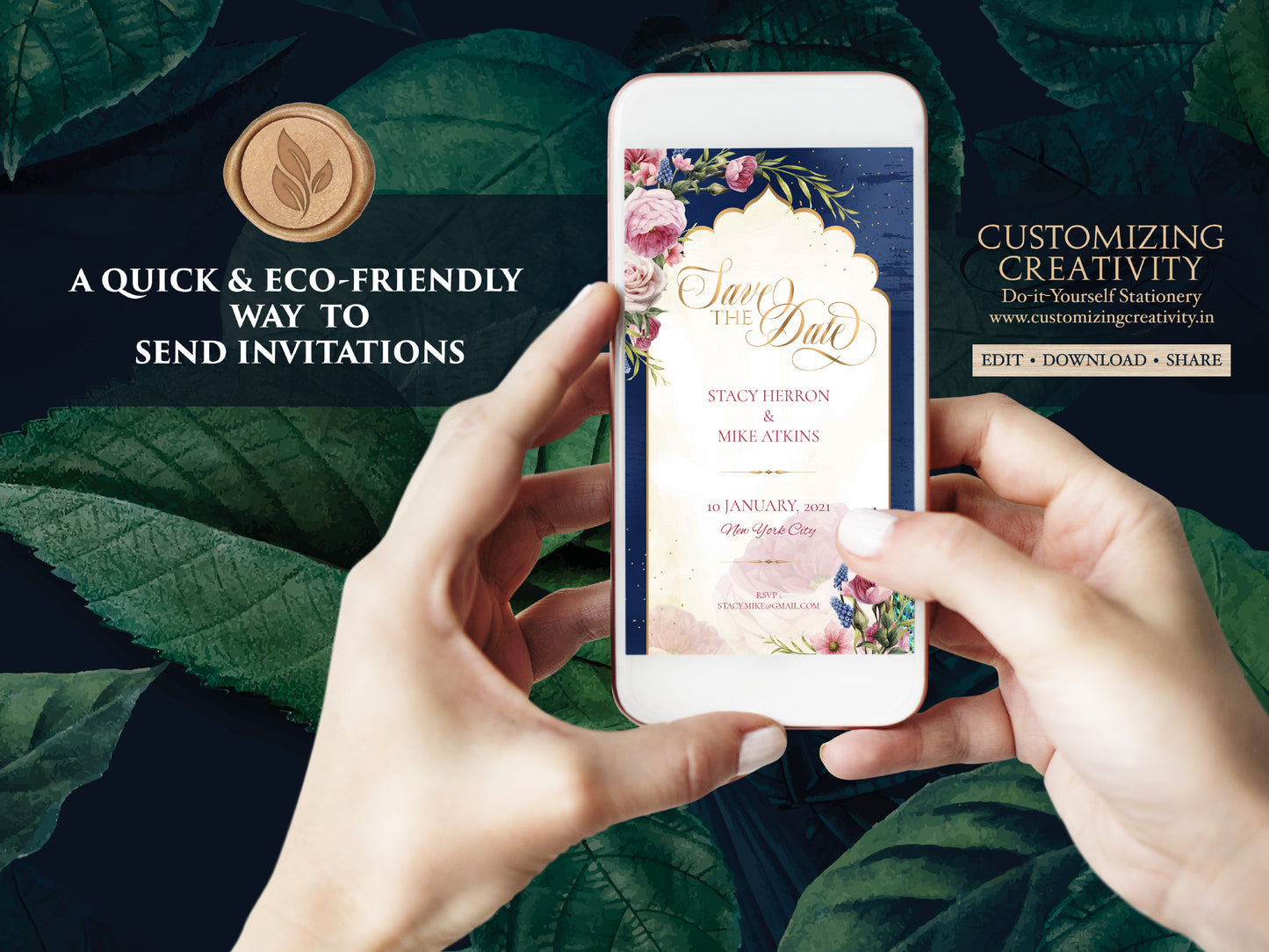 Indian Save the date Navy Wedding, Digital Blue Save the date template Peacock & Navy Save the date, Peacock Save the date Navy Blue Hindu