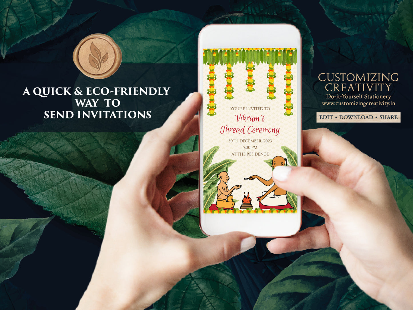 Yagnopavith cards & Thread Ceremony cards, Upanayanam invites as Thread Ceremony invitations, Upanaynam invitation as Yagnopavith invites