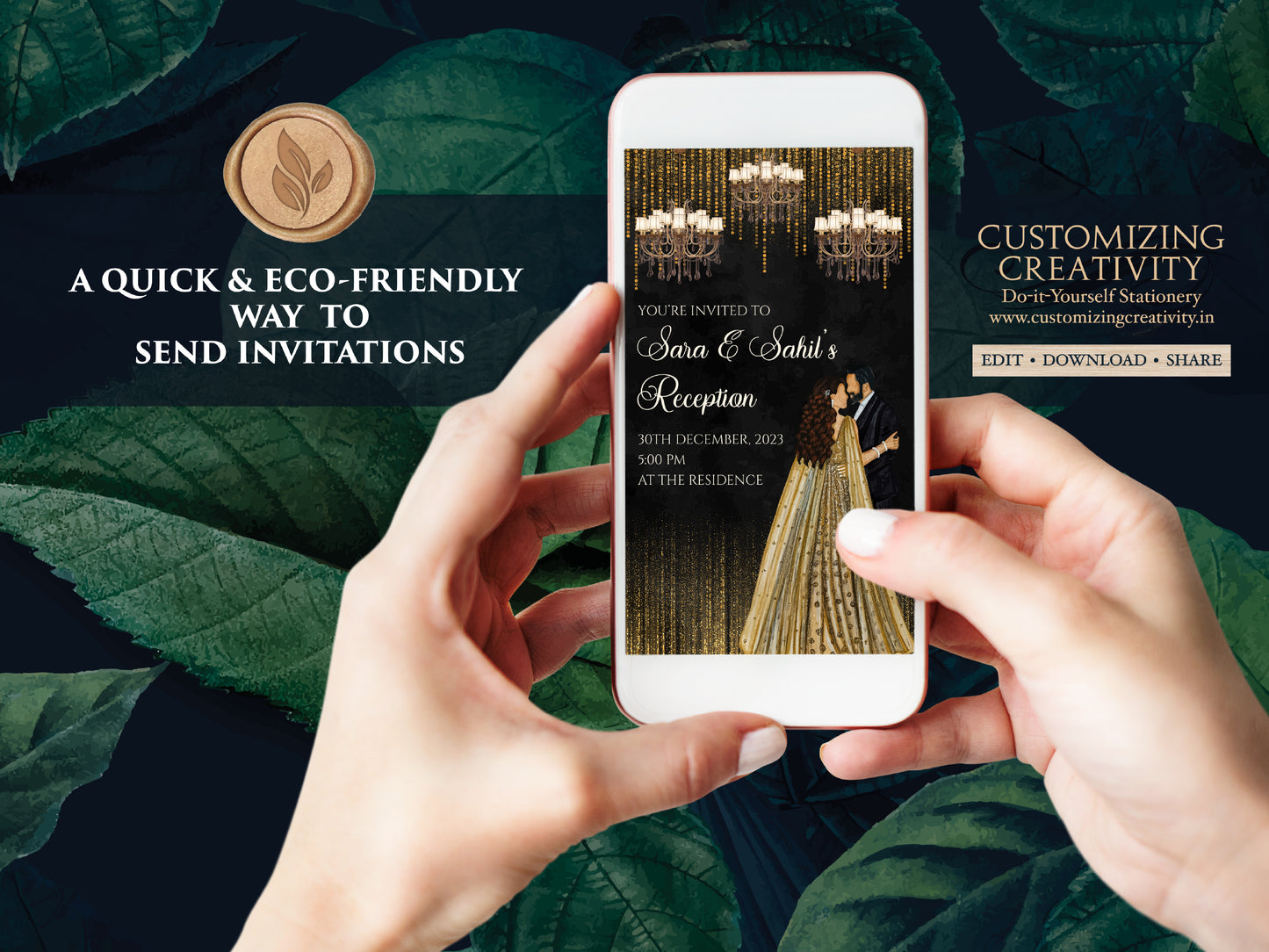 Reception invites & Digital Reception card, Indian Reception invitation as Indian Wedding card, Indian invitations as Indian Wedding invites