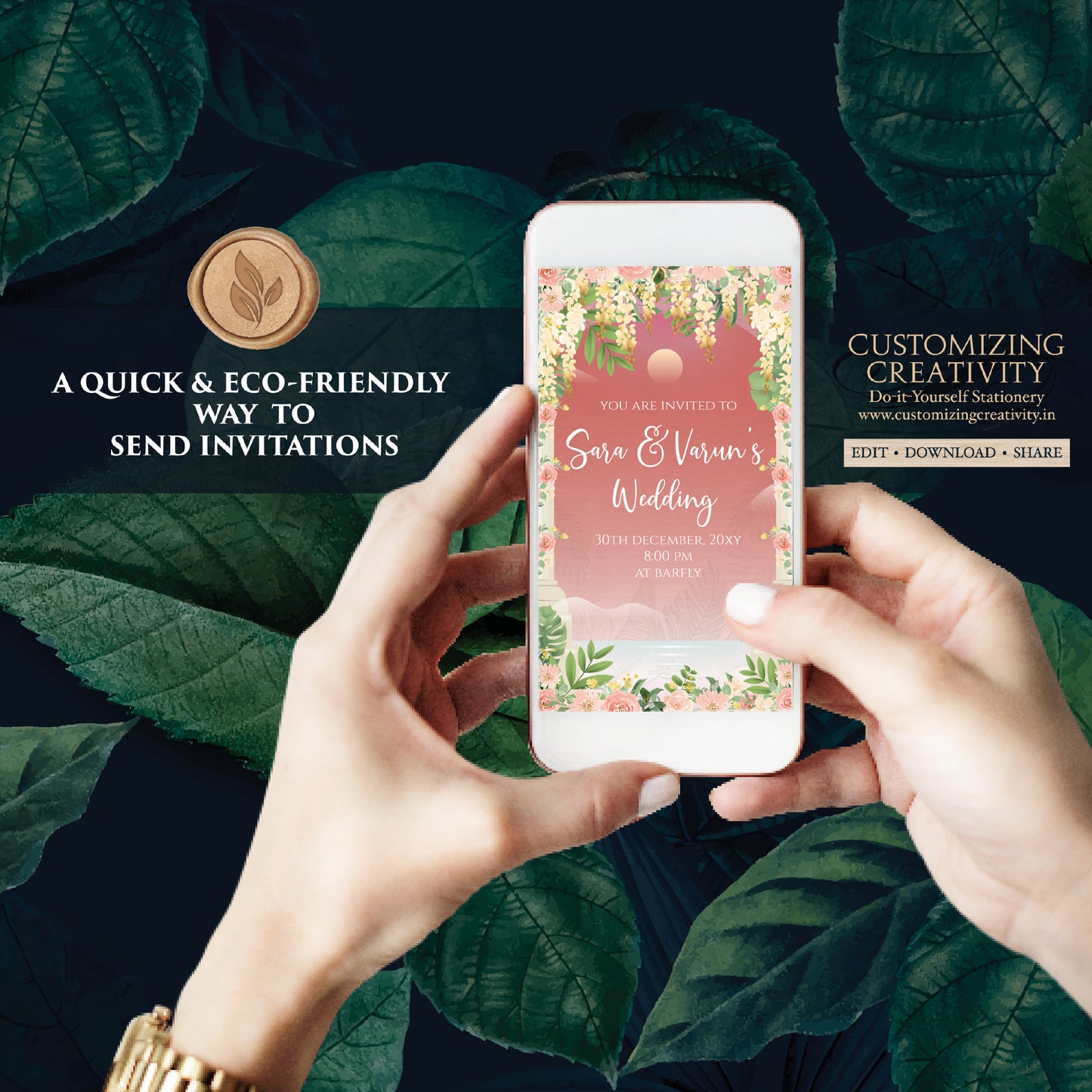 Digital Indian invitation Indian wedding card, Hindu Wedding invite & Indian wedding invite as Hindu Wedding cards Indian Wedding invitation