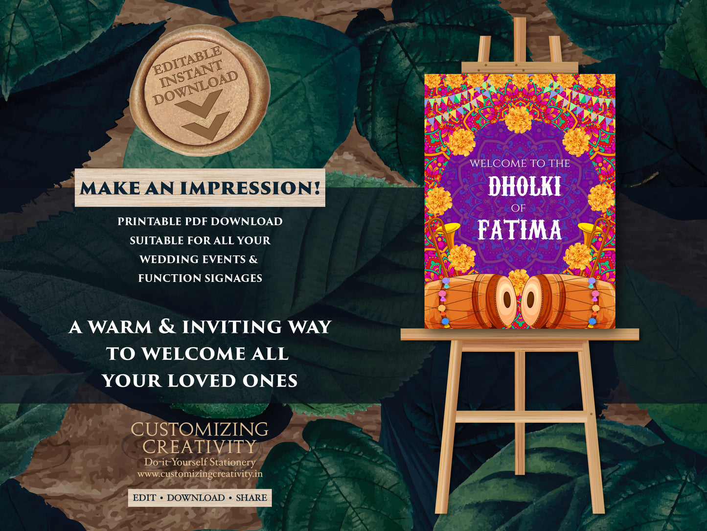Dholki decorations & Dholki Welcome Signs, Muslim Dholki signs as Dholki Decor sign, Muslim Wedding signs as Dholki Night Signs, Dholak sign