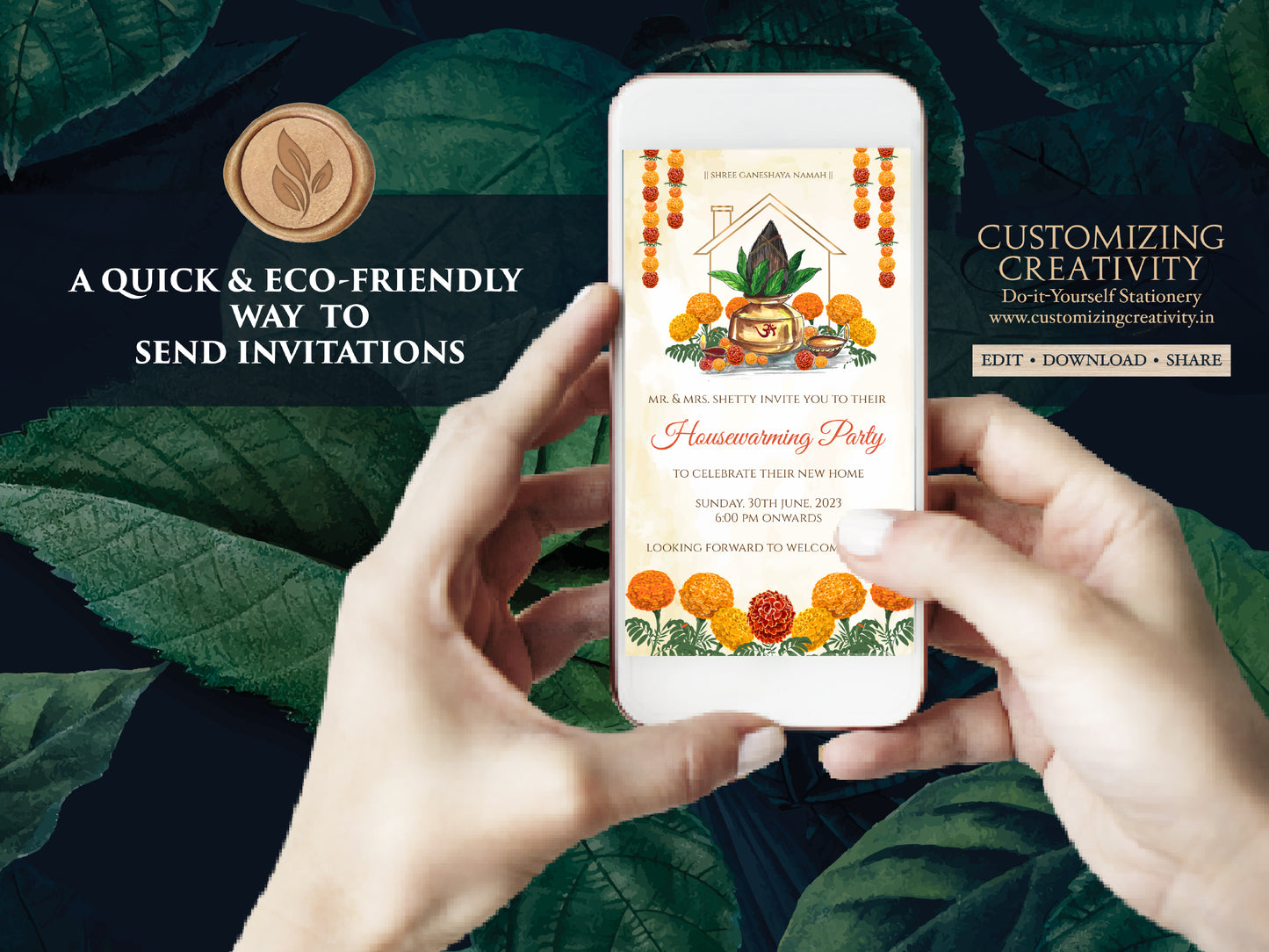 Indian Housewarming invitations & Indian new home invites, Digital Housewarming invites as Griha Pravesh invites as Indian house invites