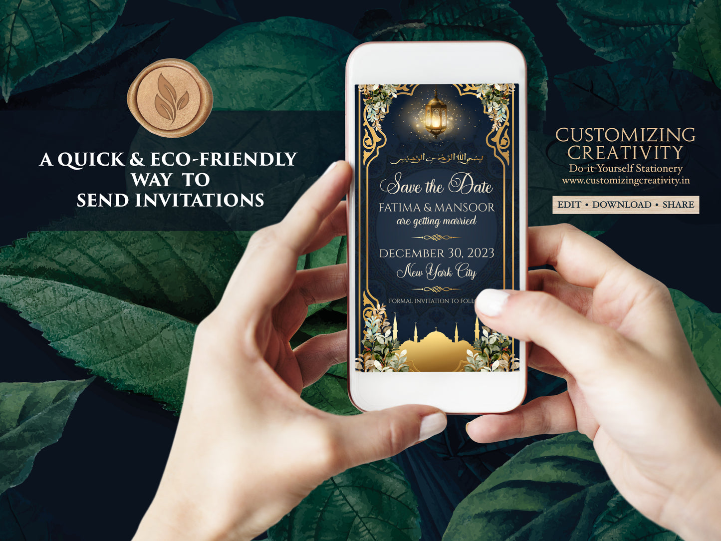 Nikkah Save the dates as Muslim Save the Date digital, Nikah Save the date Muslim as Digital Nikah invites, Islamic Save the date Pakistani