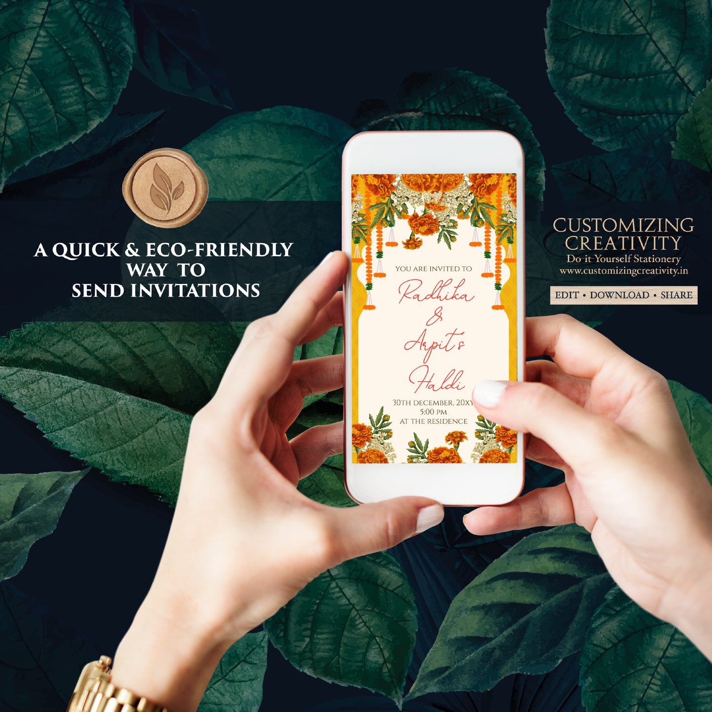 Wedding Haldi invitation Digital Haldi invites, Mayoun invitations & Mehndi invitations, Digital Mayoun invites as Dholki invitations Mehndi