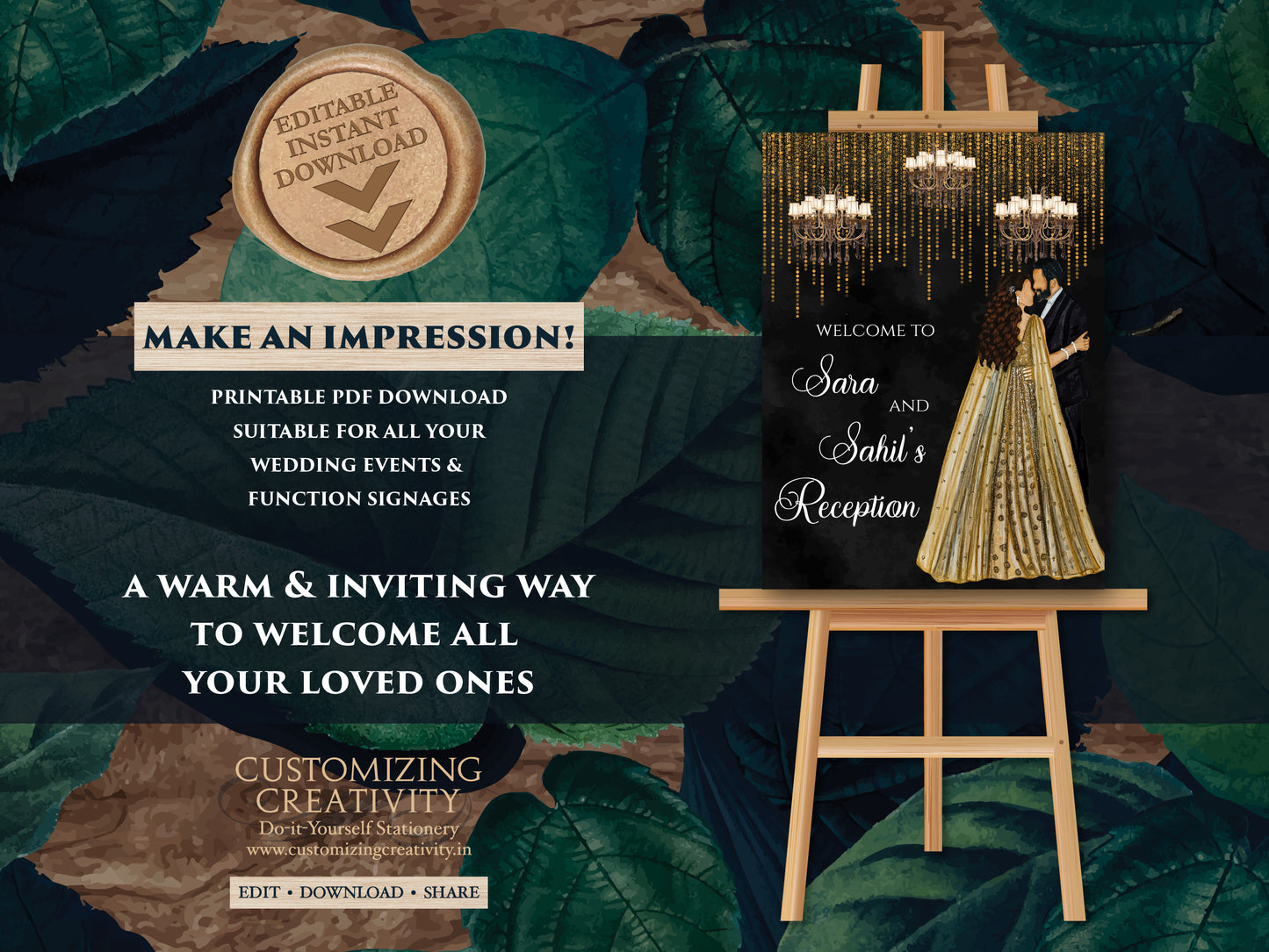 Indian Reception sign & Indian Wedding Reception sign, Indian Reception Welcome signs as Welcome to Reception sign, Indian Reception signage