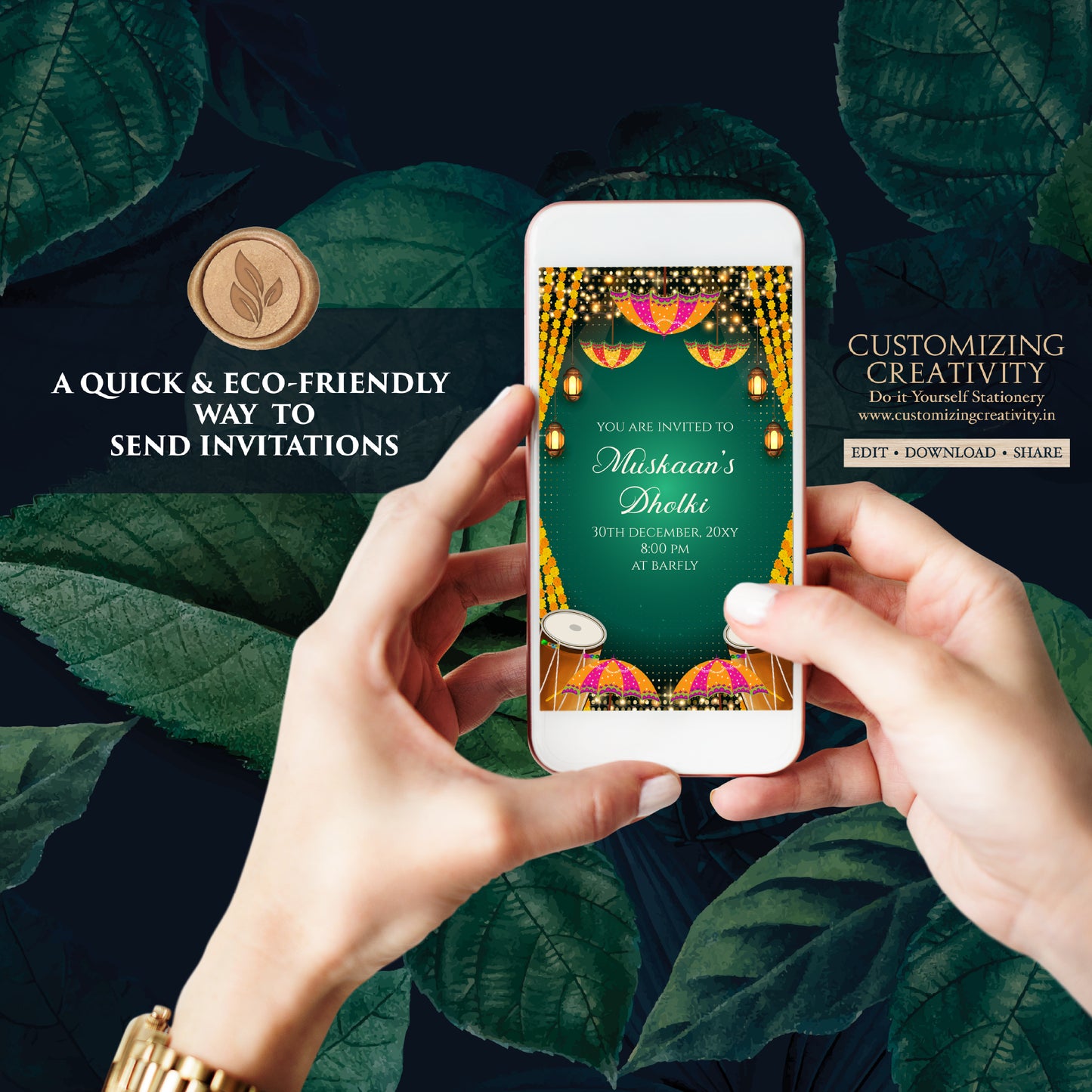 Mehndi invitation Muslim Mehndi invites, Dholki invitations & Digital Dholki invites, Mehendi invite as Digital Pakistani wedding invitation