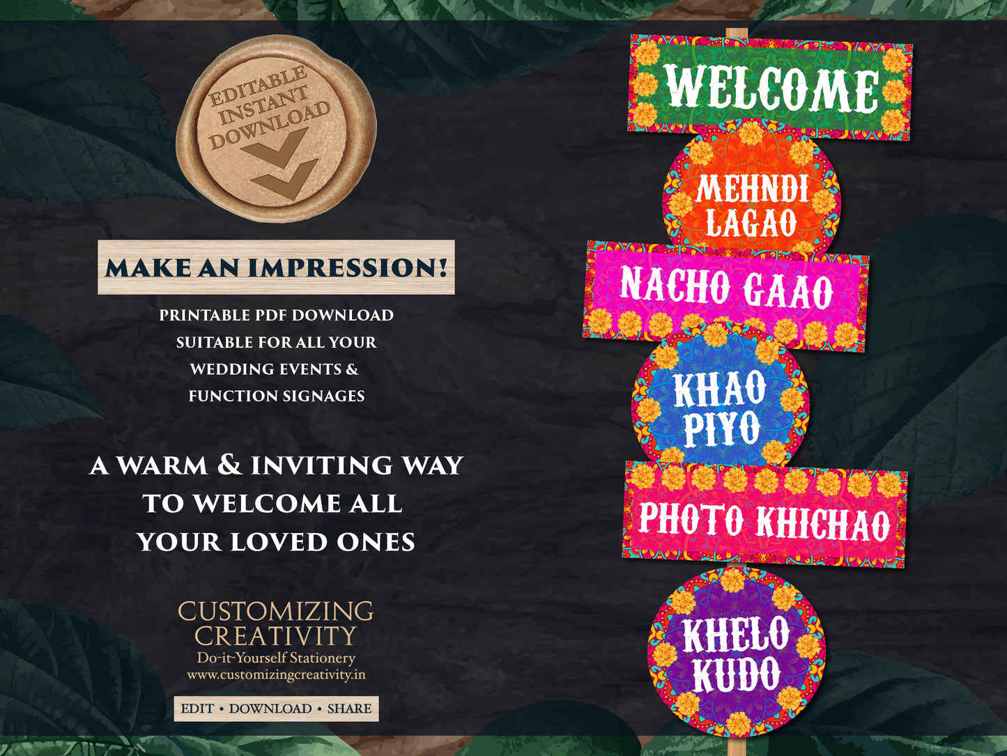 Mehendi decor signs as Indian wedding decor, Mehndi decor & Mehndi Signs, Mehndi Welcome signs as Dholki decor, Haldi decor as Sangeet decor