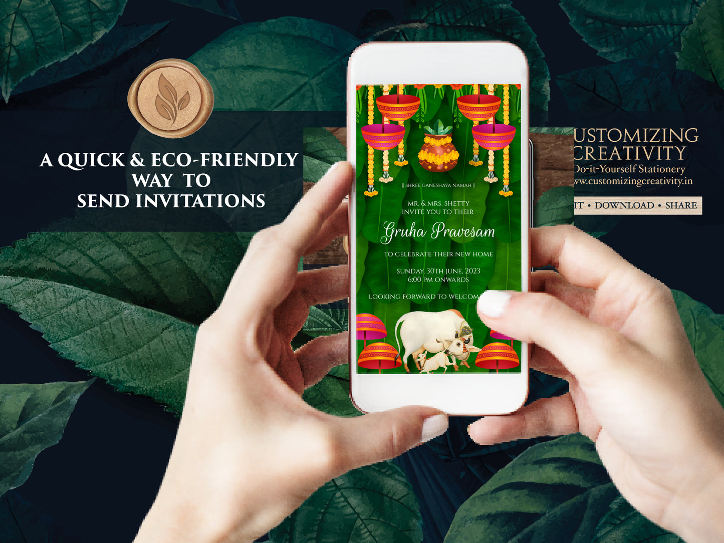 Griha pravesh invite as Gruhapravesam invitation, Pooja invite as Gruha pravesh invite, Housewarming invite & Indian Housewarming invitation