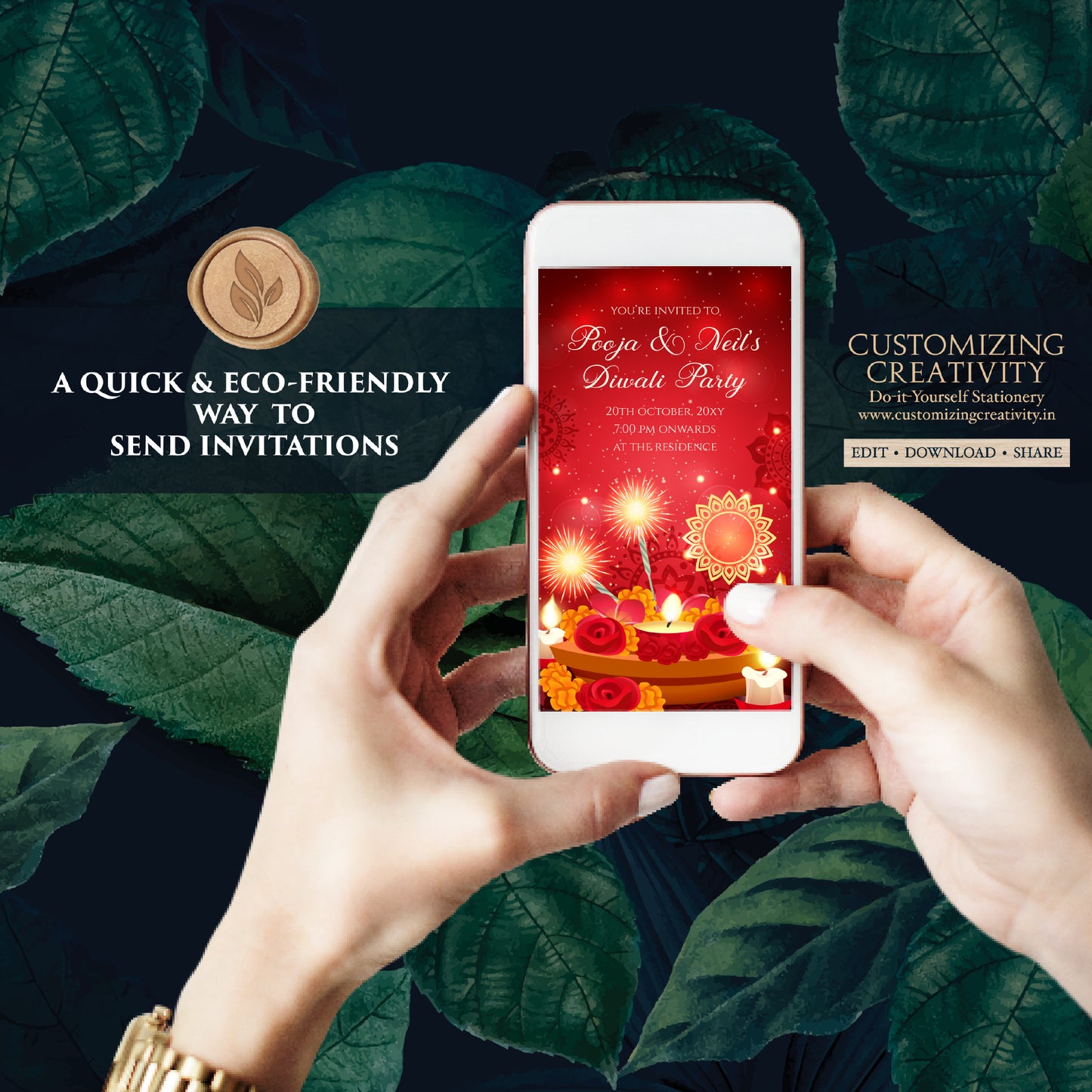 Digital Diwali Party invite Diwali invitations & Happy Diwali invite, Diwali invite as Diwali Dinner invites as Happy Diwali greeting invite