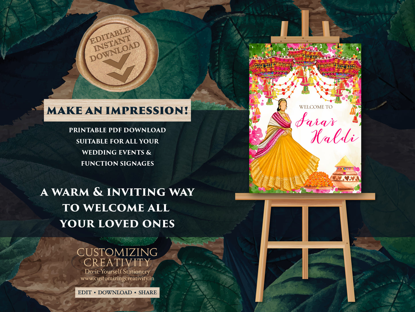 Haldi Welcome signs & Haldi decoration, Haldi Signs as Haldi decor, Welcome sign for Haldi as Pellikuthuru Sign, Welcome to Pithi signages