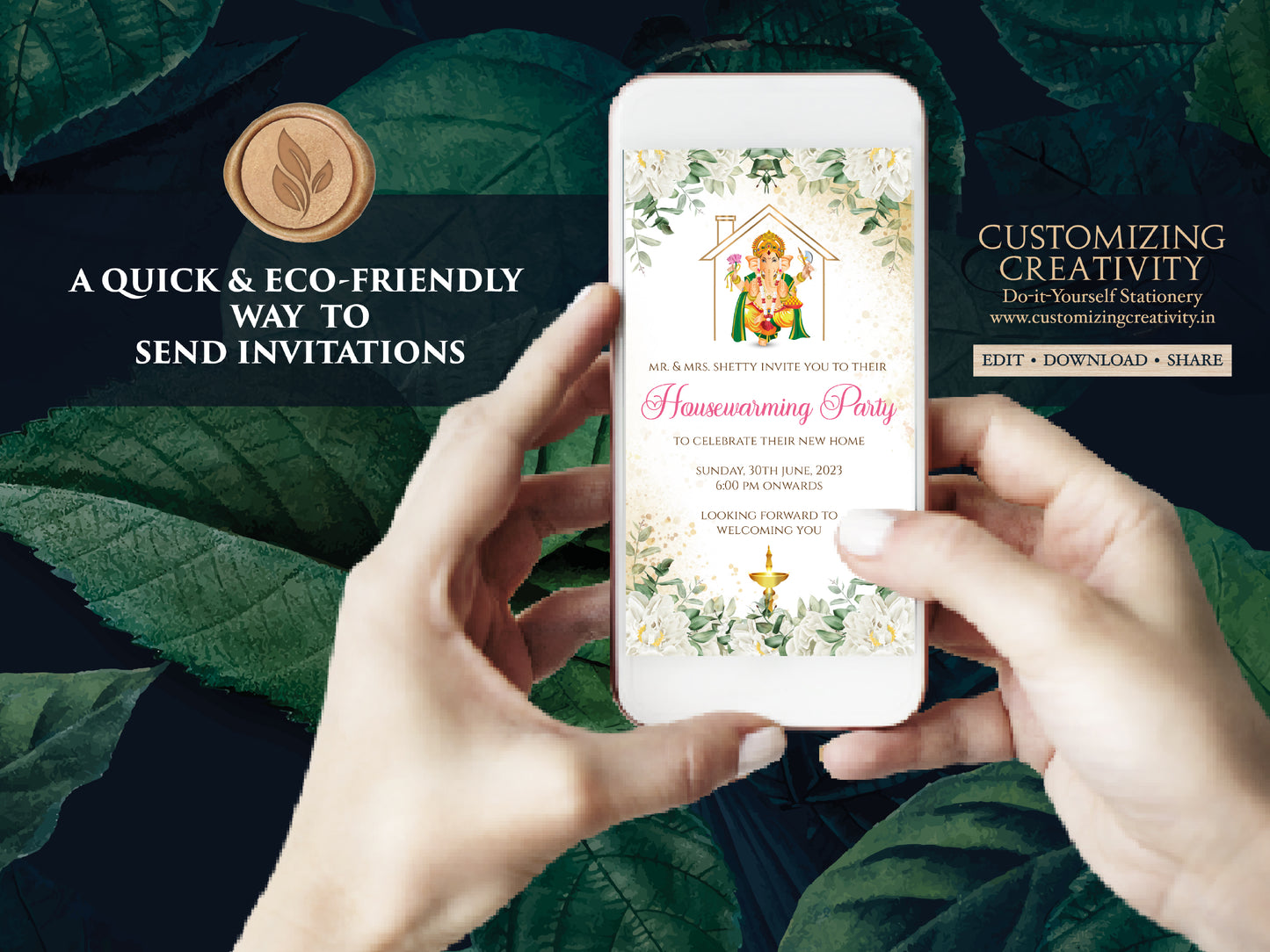Housewarming party invites & Ganesh invitations, Indian Housewarming invites as Ganesha invites as New home invites Housewarming invitations