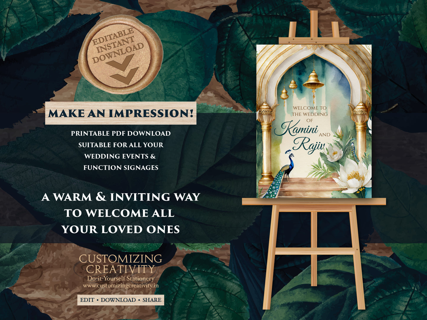Hindu wedding sign & Indian Wedding decor, Desi Wedding Sign as Anand Karaj welcome sign, Indian Wedding Welcome sign as Sikh wedding sign