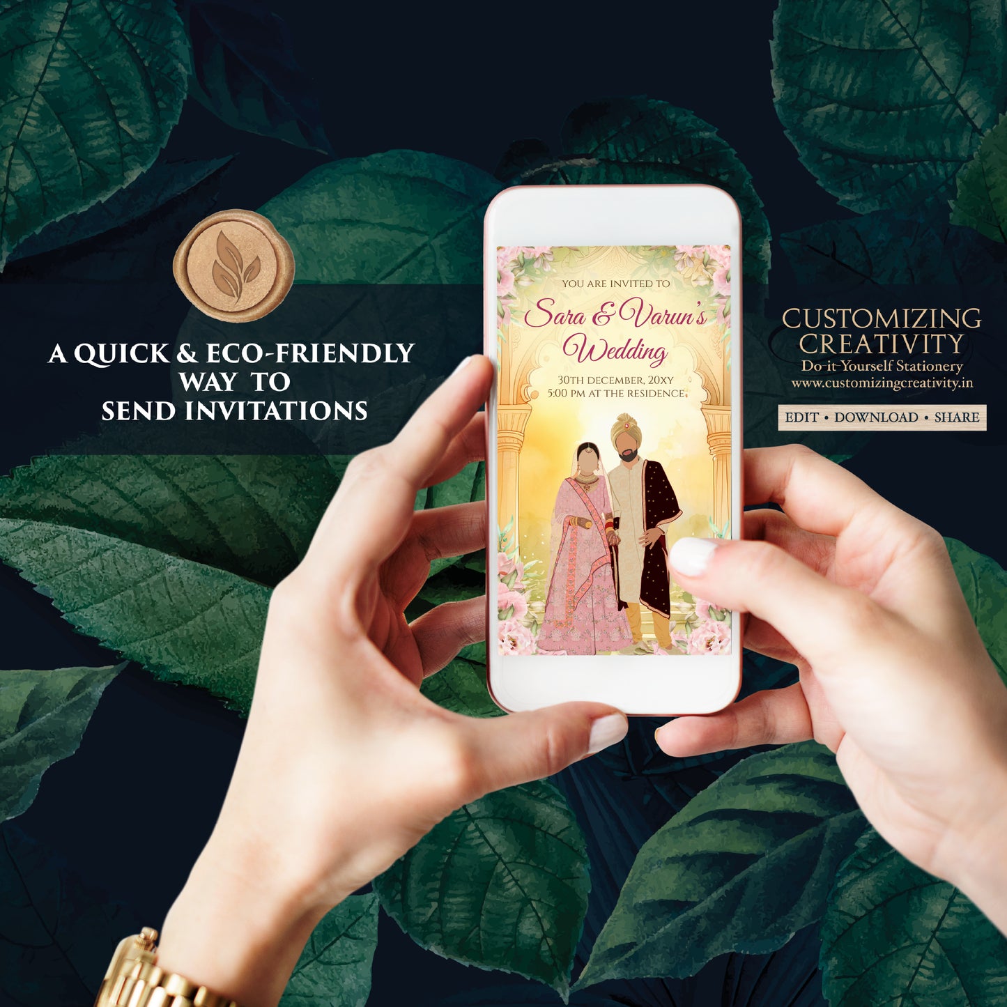 Digital Indian Wedding invite Hindu invitation, Hindu wedding invite as Hindu Wedding cards, Indian Wedding invitation & Indian wedding card