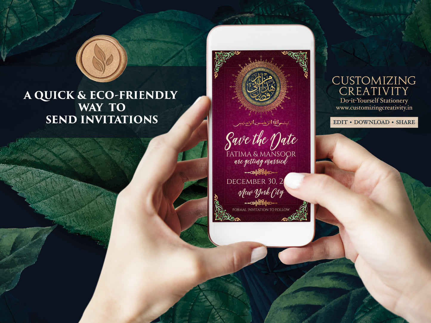 Muslim Save the Date as Nikah Save the date, Digital Nikah invites & Islamic Save the date, Muslim invitations as Pakistani invites Islamic
