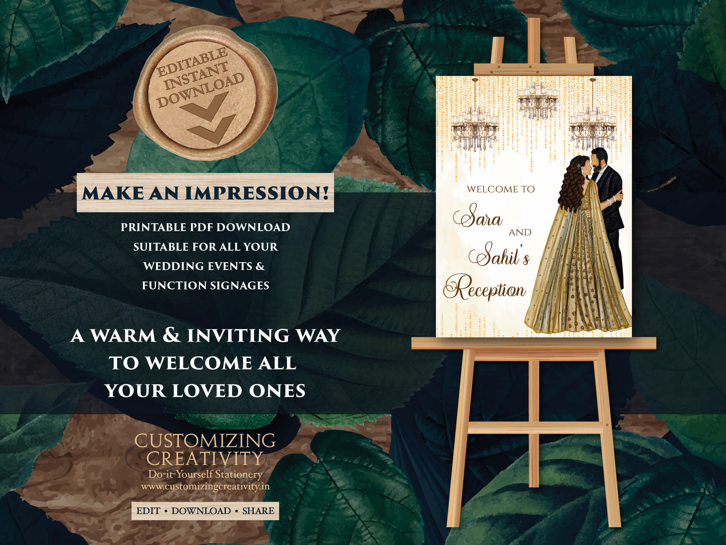 Indian Reception sign & Indian Wedding Reception sign, Indian Reception Welcome signs as Welcome to Reception sign, Indian Reception signage