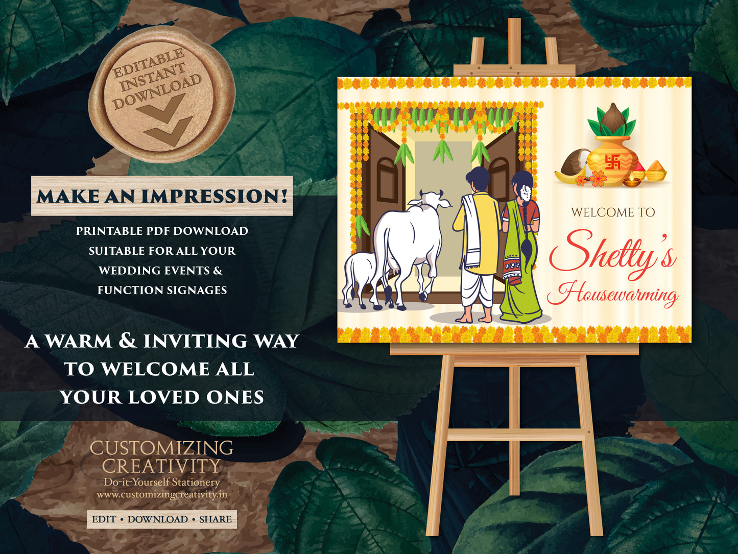 Indian Housewarming welcome sign Gruhapravesham sign, Grihapravesh welcome sign as Indian housewarming welcome board as Housewarming poster