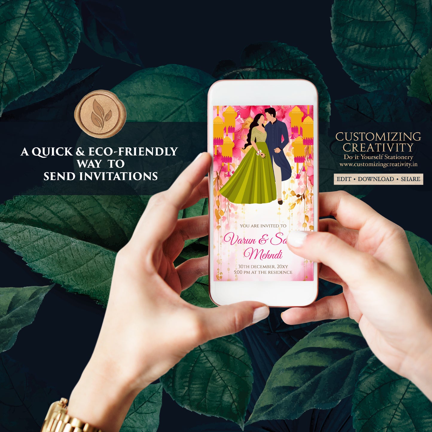 Mehendi invitation Digital Mehndi invite, Mehndi invitations Digital Dholki invite & Mendhi Night invite as Dholki invitations Mehndi cards