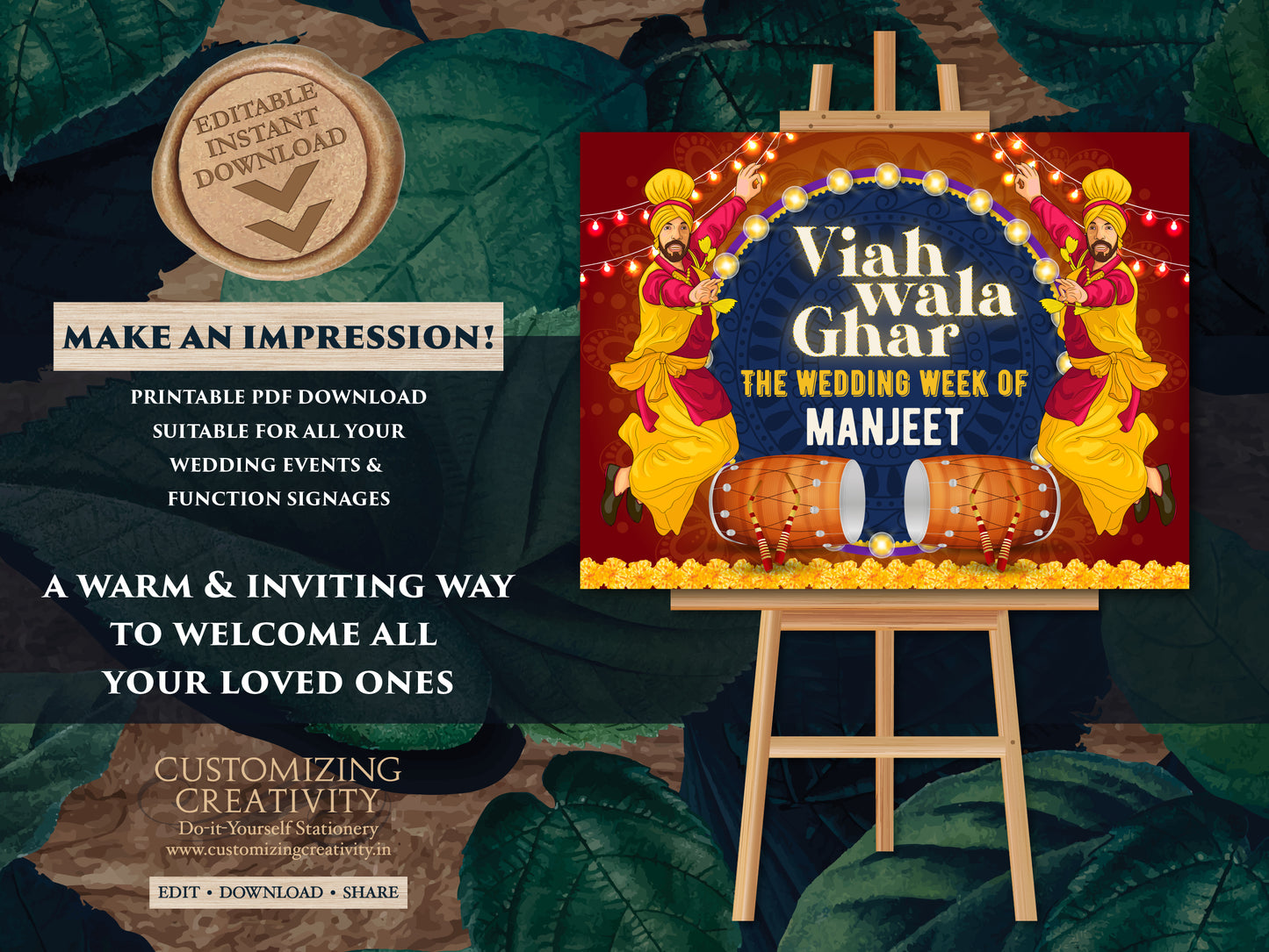 Sade Munde da Viah sign as Viah wala Ghar, Sadi Kuri da Viah sign as Punjabi Entry sign, Jaggo Welcome sign Punjabi & Shaadi wala ghar sign