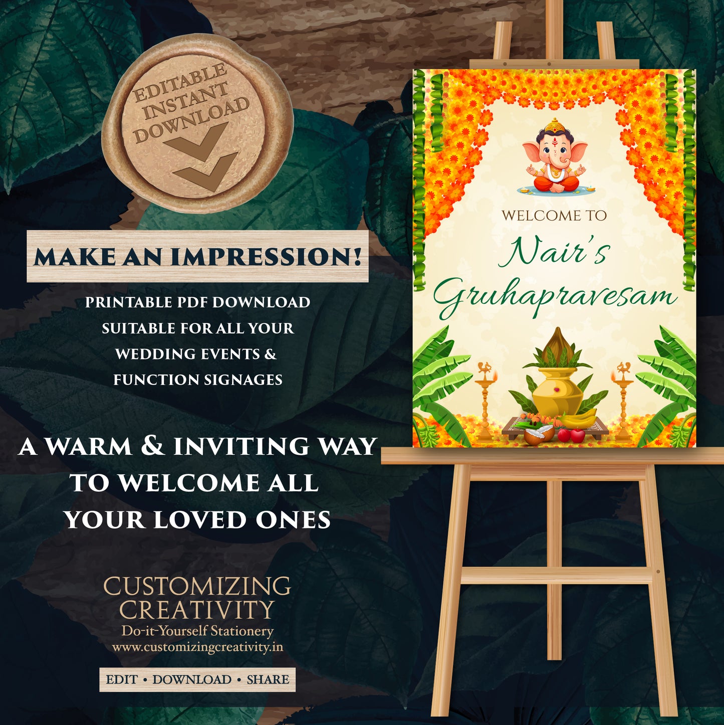 Indian Housewarming welcome signs Gruhapravesham signs, Grihapravesh Welcome signs & Indian Housewarming sign, Gruhapravesam Welcome sign