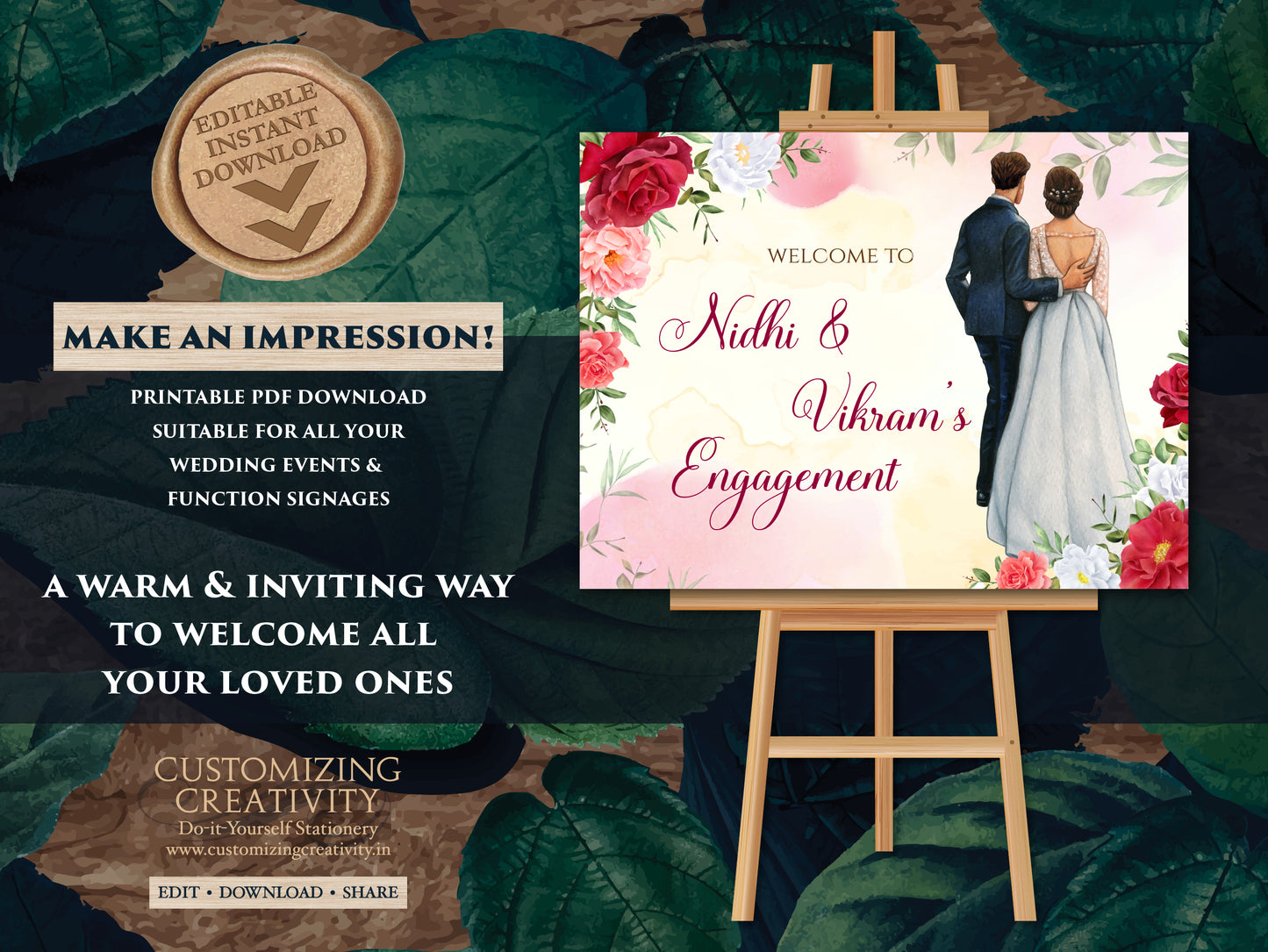 Engagement Welcome sign, Roka Ceremony sign & Punjabi Engagement Signs, Ring Ceremony Welcome Signs as Welcome Engagement sign, Rokha signs