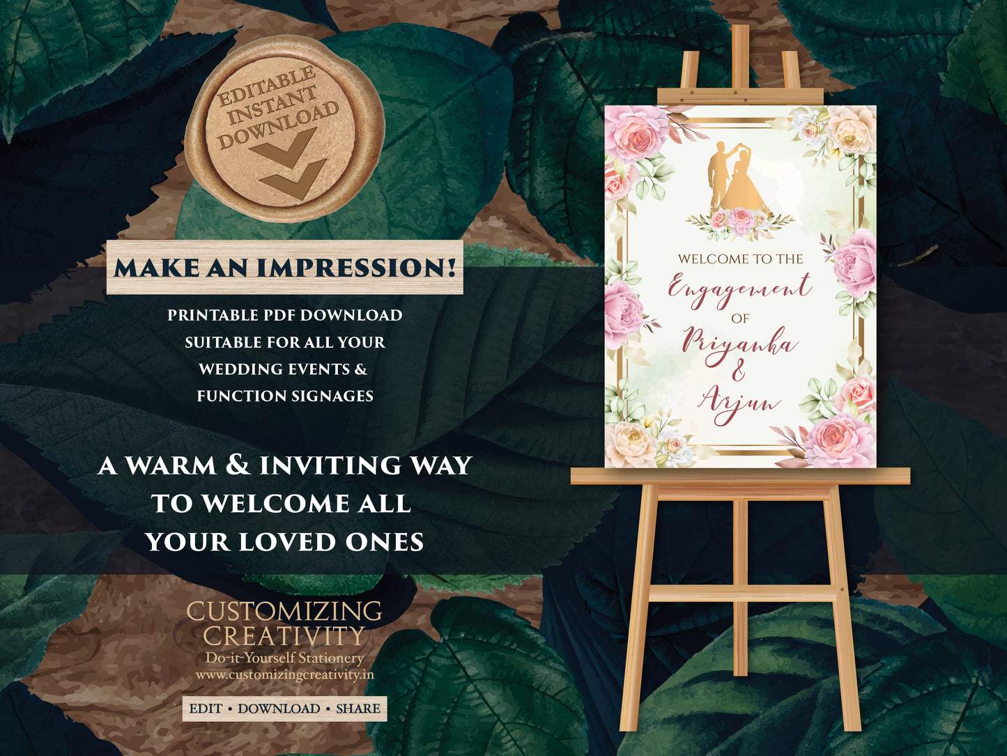 Ring Ceremony sign & Indian Engagement Sign, Engagement Welcome sign as Ring Ceremony Welcome Signs, Welcome Engagement sign as Roka signs