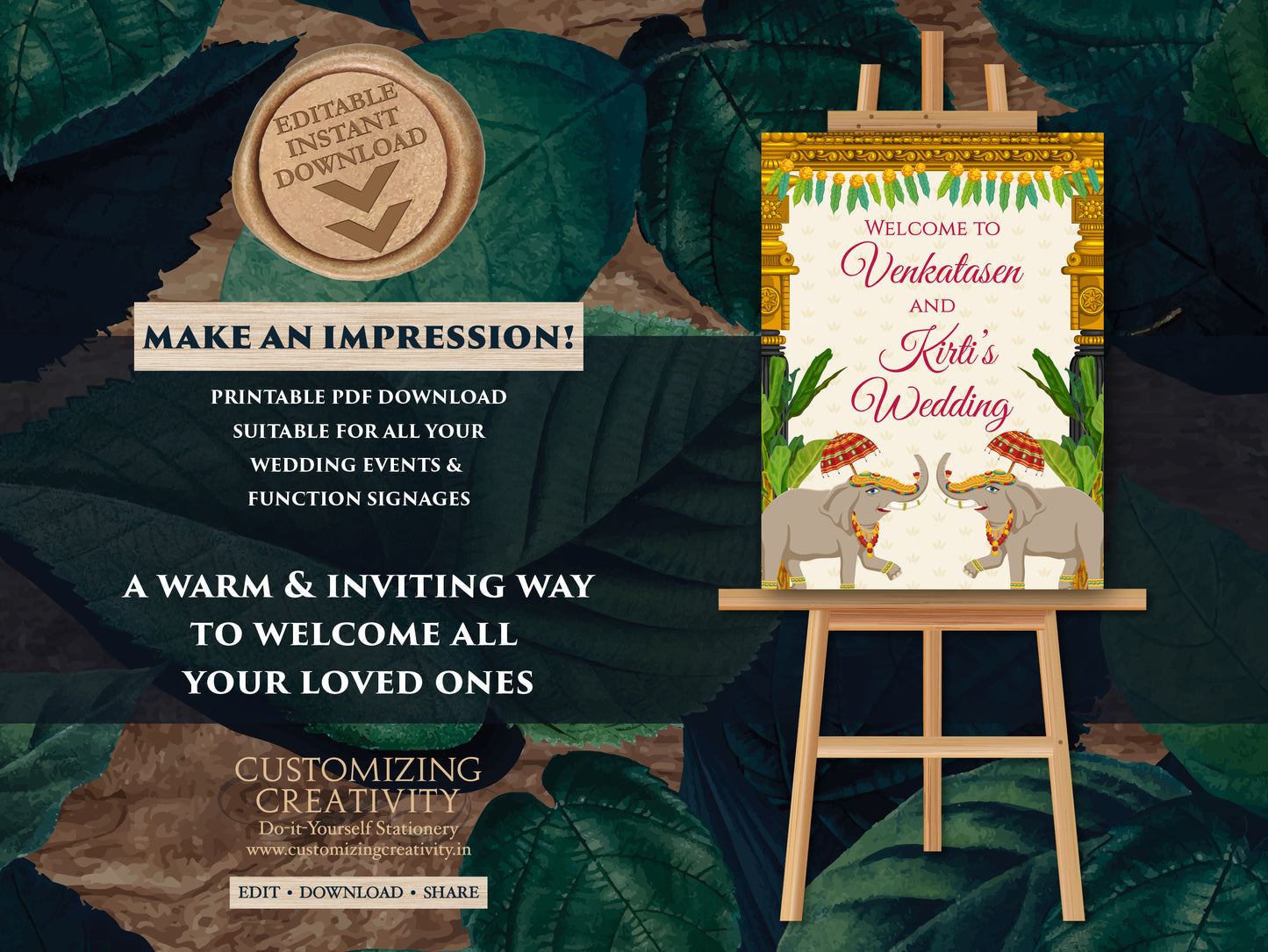 South Indian Wedding signs as Welcome Tamil Wedding signs, South Indian Welcome Signs as Kalyanam Welcome signs, South Indian Signs Wedding