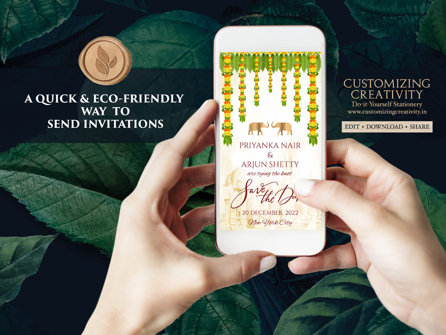 South Indian Save the date Digital as Tamil Wedding Save the dates, Hindu Save the date Kalyanam & Telugu Wedding Save the Date Electronic
