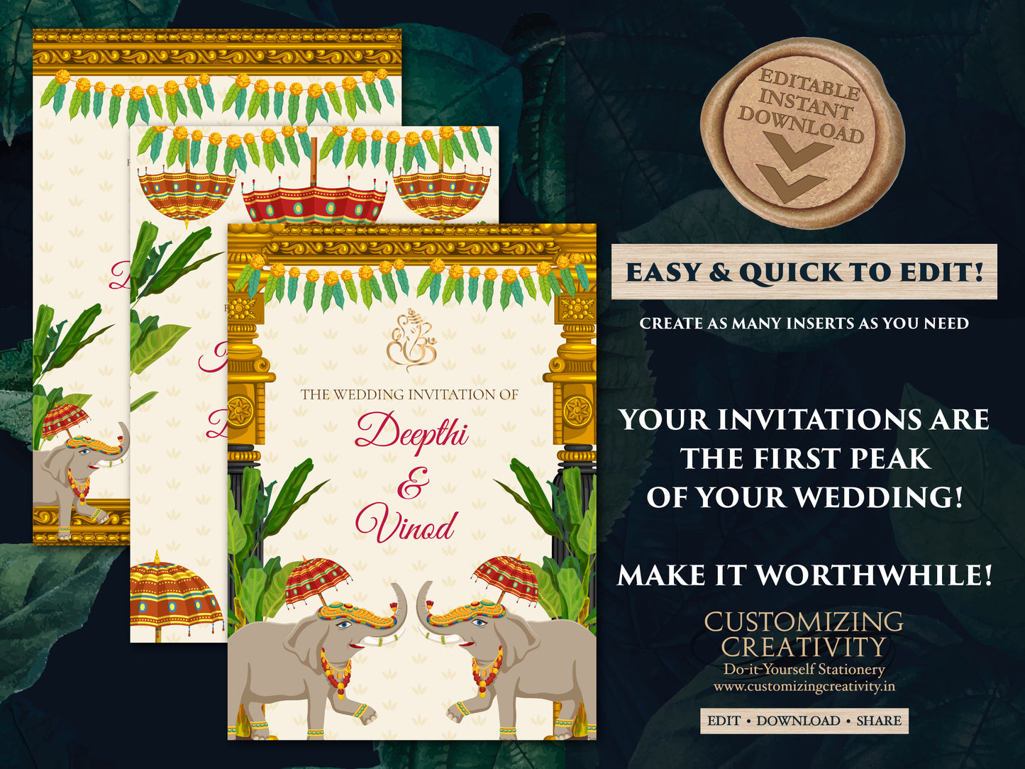 South Indian Wedding invites as Telugu Wedding invites, Telugu Wedding cards & Telugu wedding invitation, Tamil Wedding invitation Indian
