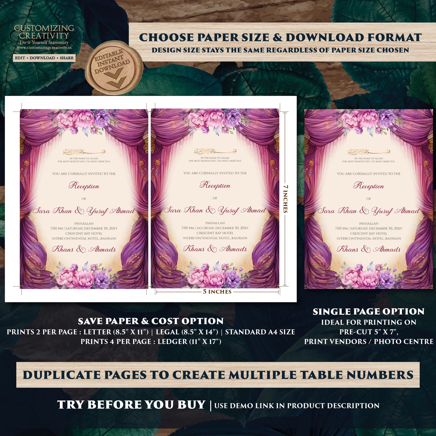 Digital Nikkah invitations Muslim wedding Invites, Digital Islamic Wedding Invitations & Muslim wedding cards as Digital Nikkah invites