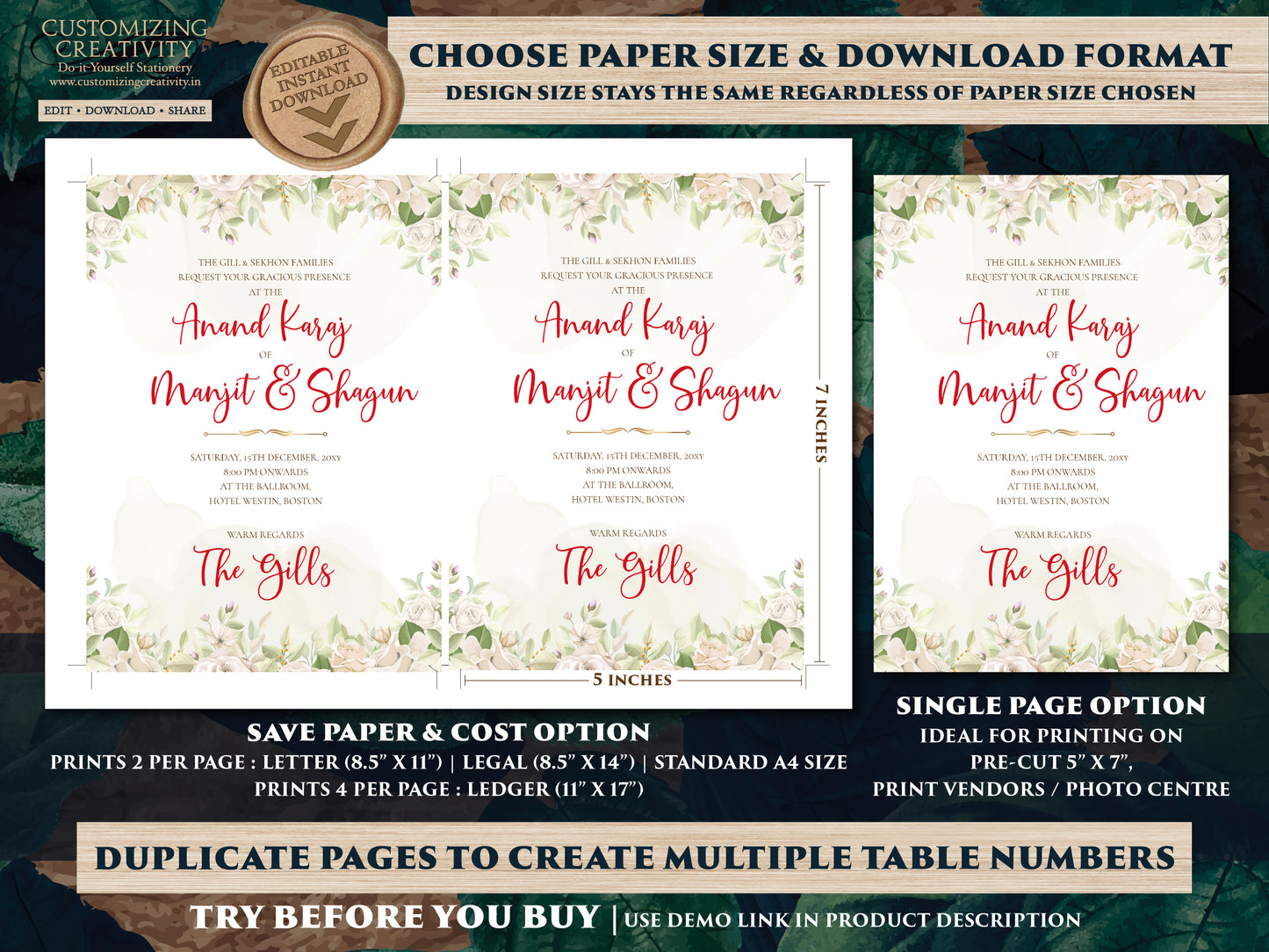 Digital Indian wedding invitation Punjabi wedding card, Digital Punjabi Wedding invitation & Sikh Wedding card as Sikh wedding invitation