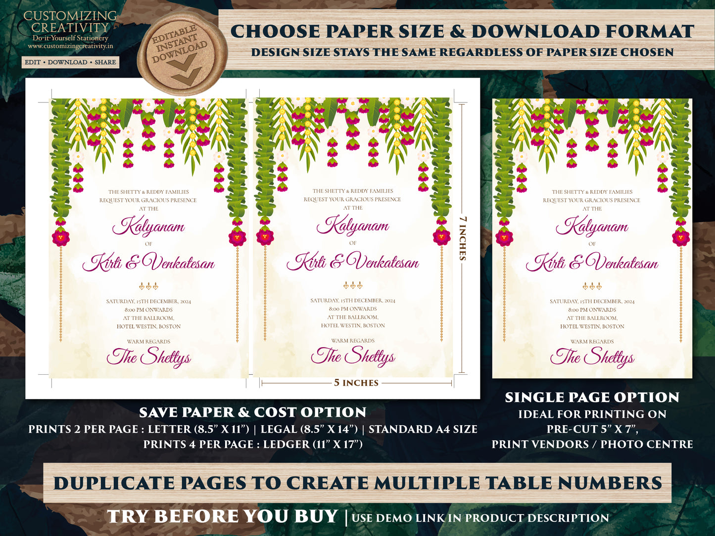 South Indian Wedding cards & South Indian Wedding invitation, Tamil Wedding invite as Tamil Wedding cards, Tamil wedding invitation Telugu