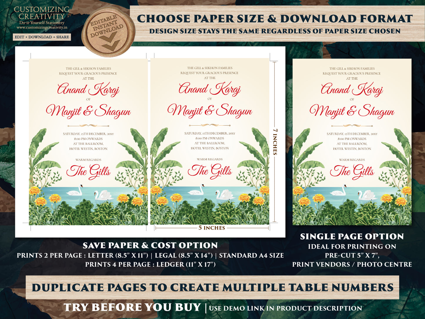 Sikh Wedding invitation Punjabi wedding card, Sikh wedding card & Punjabi Wedding invitation, Indian wedding invitation Sikh wedding invite