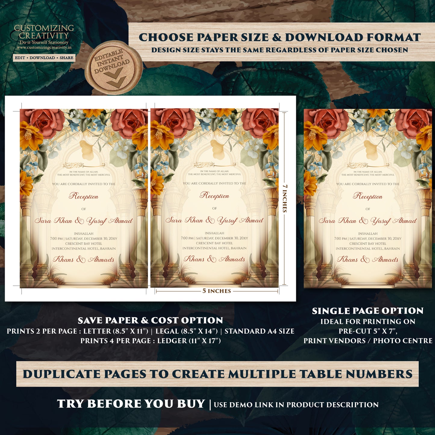 Digital Nikkah invitations Muslim wedding Invites, Digital Islamic Wedding Invitations & Muslim wedding cards as Digital Nikkah invites