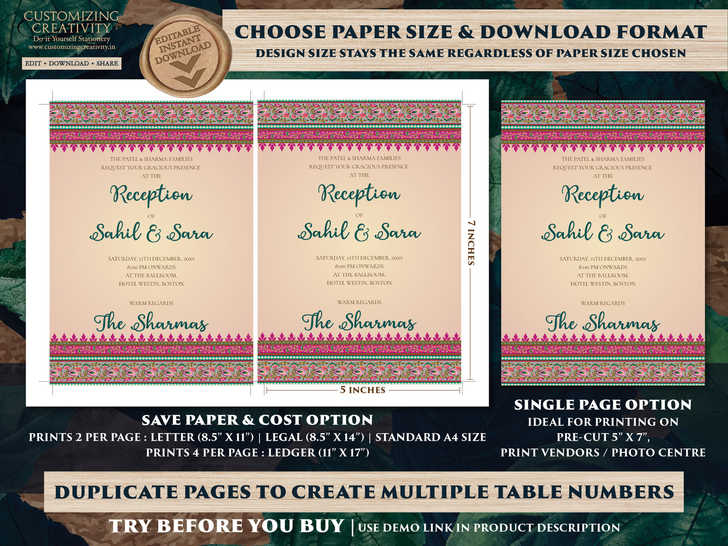 Digital Hindu Wedding cards & Indian wedding invitation, Indian wedding card as Hindu Wedding invite, Hindu Wedding Invitation Indian invite