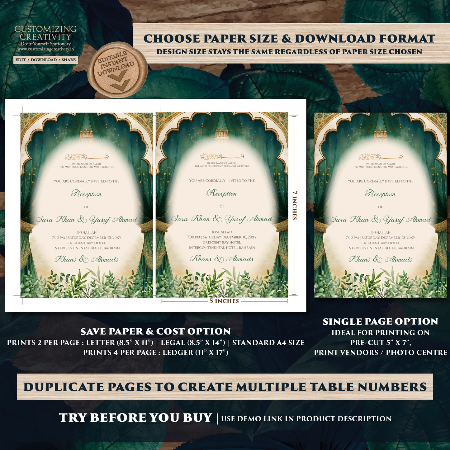 Digital Islamic Wedding Invitations & Muslim wedding cards, Muslim wedding Invitation Digital Nikkah invites as Digital Nikkah invitations