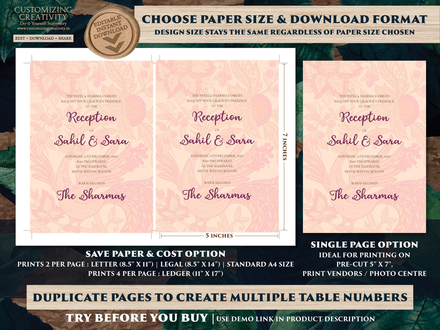 Digital Hindu Wedding Invitation Indian invite, Indian Wedding cards & Indian wedding invitation, Hindu wedding card as Hindu Wedding invite