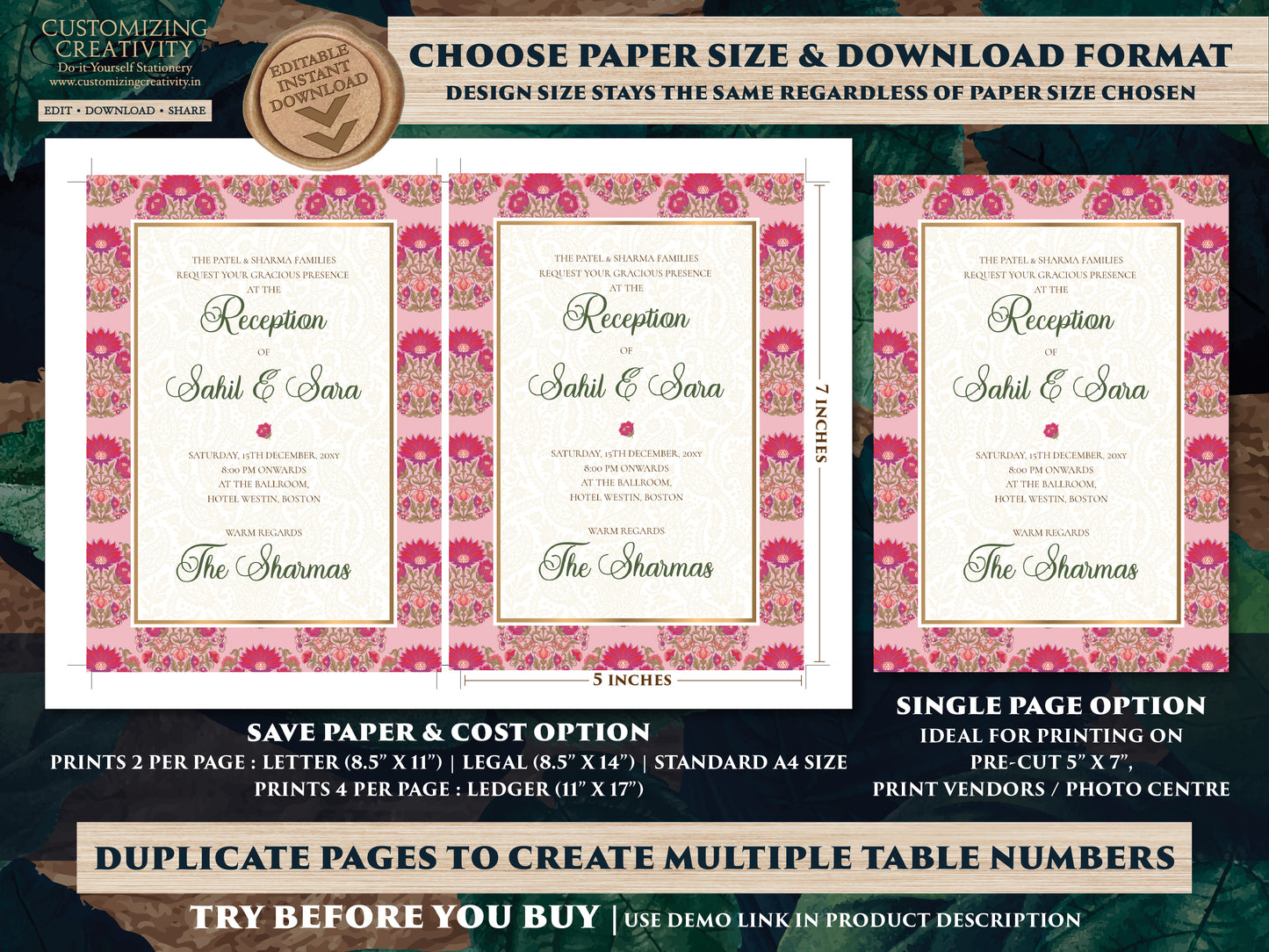 Digital Indian wedding invitation & Hindu Wedding cards, Indian wedding card as Hindu Wedding invite, Hindu Wedding Invitation Indian invite