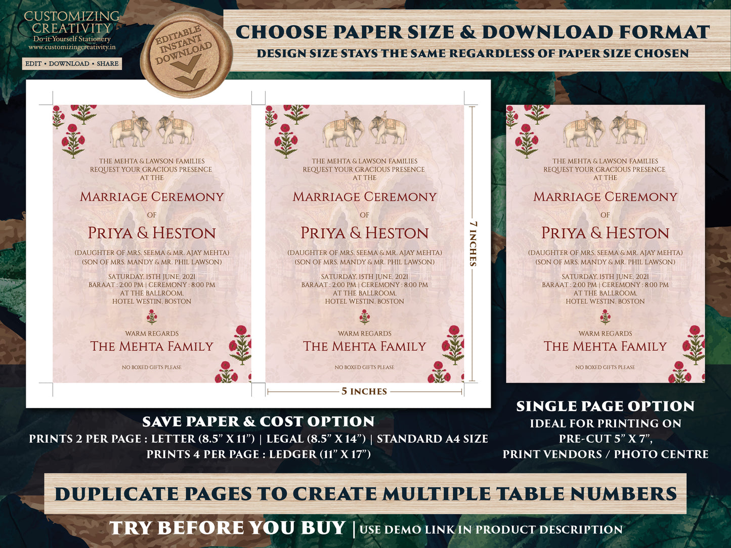 Elephant invitations Wedding as Indian Elephant invite, Royal Wedding card Pastel & Hindu Wedding card Elephant, Indian invitations Elephant