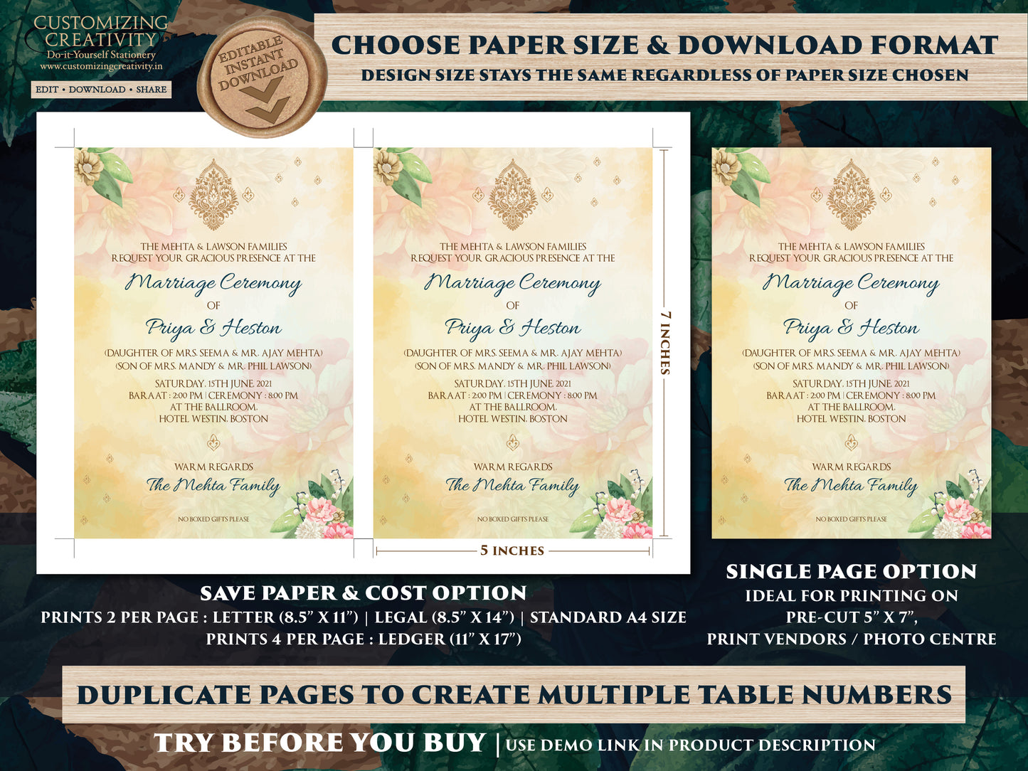 Sikh Wedding invitations as Punjabi Wedding invitations, Digital Punjabi Invites Electronic Indian & Anand Karaj Ceremony Gurudwara invites