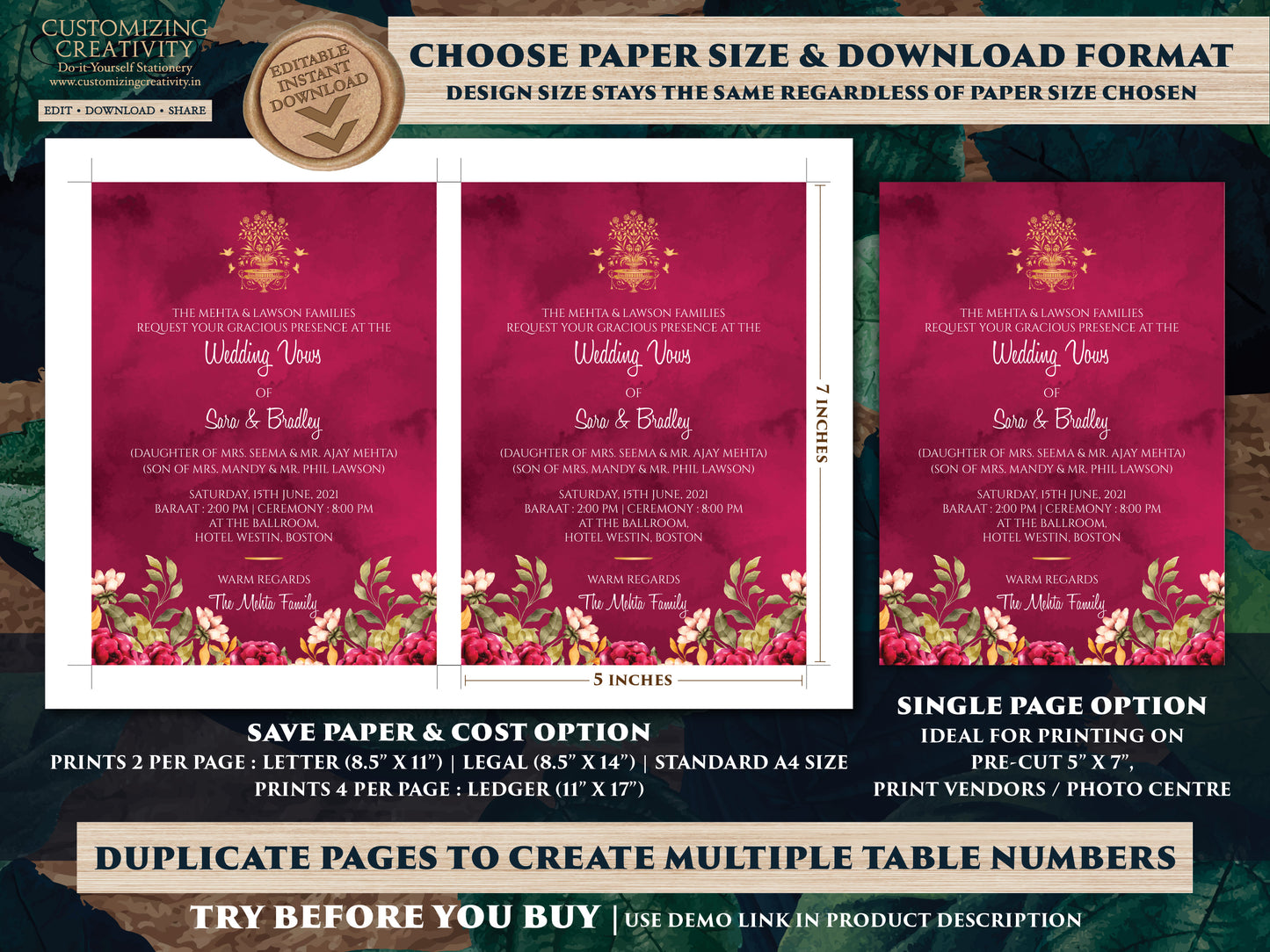Emerald Wedding cards Jewel Tone as Emerald Green & Gold Invitation Royal Wedding, Indian invitations digital as Sikh Wedding invite Punjabi
