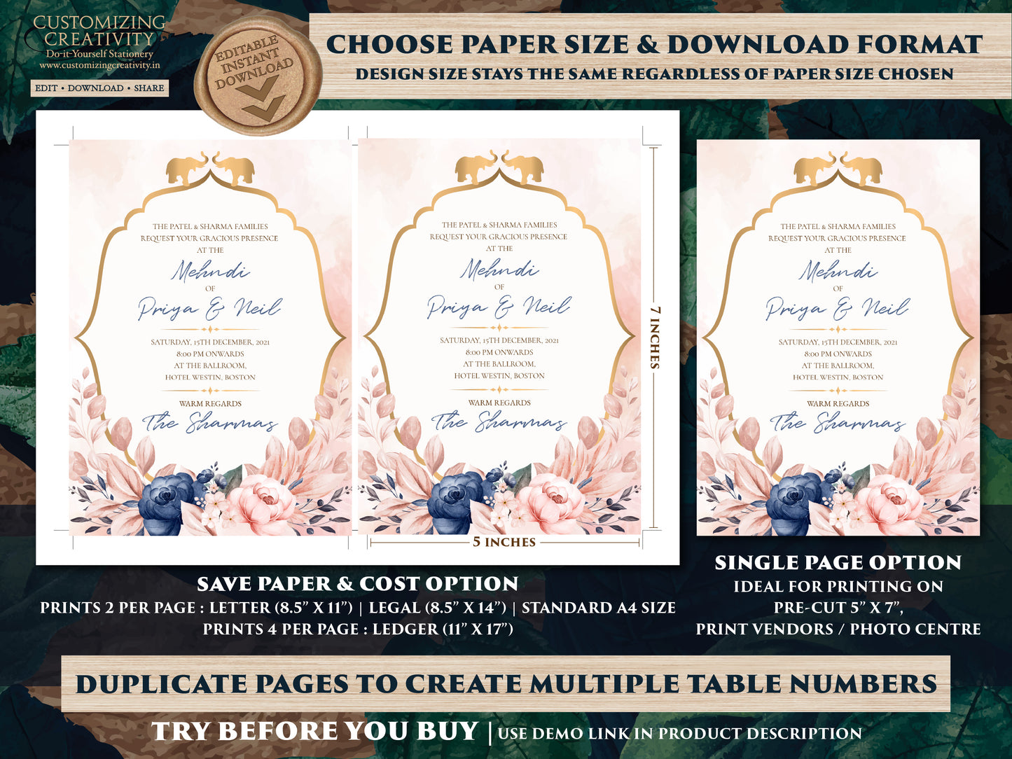 Hindu invitations Wedding Elephant as Floral invitation cards Hindu wedding, Pastel Invitations as Elephant Wedding Invitation Indian Floral