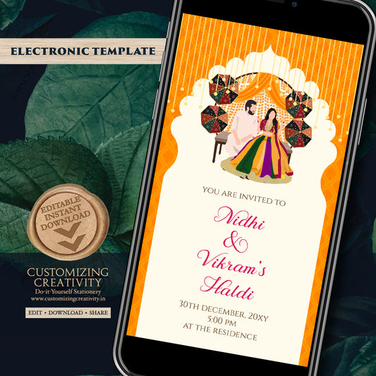 Digital Haldi invitations Haldi invites, Mayoun invitations & Mehndi invitations, Digital Mayoun invites as Dholki invitations Mehndi invite
