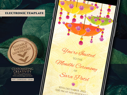 Henna Night invitations Electronic DIY & Digital Mehndi invites, Mehndi invitations, Mendhi invites as Henna Party invites, Mehndi Invites