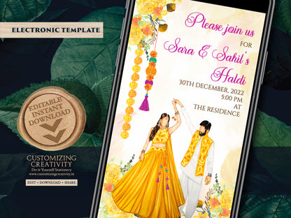 Holud invites as Pithi cards, Haldi invitations & Pithi Invites, Haldi invite card as Pithi invitations, Gaye Holud invitation as Haldi card