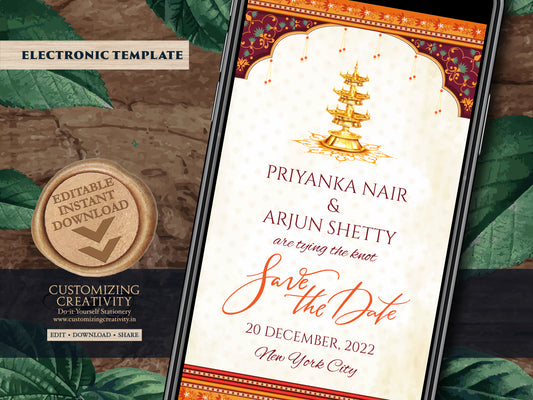 South Indian Wedding Save the Date: Telugu & Tamil (Digital Download)