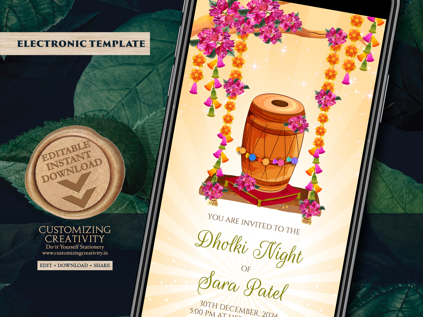 Dholki invitations & Dholki invite digital, Pakistani wedding invitations as Muslim wedding invitations, Mehndi invitations as Dholki cards