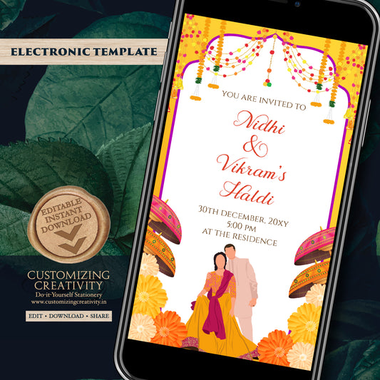 Haldi invitations Digital Haldi invites, Mayoun invitations & Mehndi invitations, Digital Mayoun invites as Dholki invitations Mehndi invite