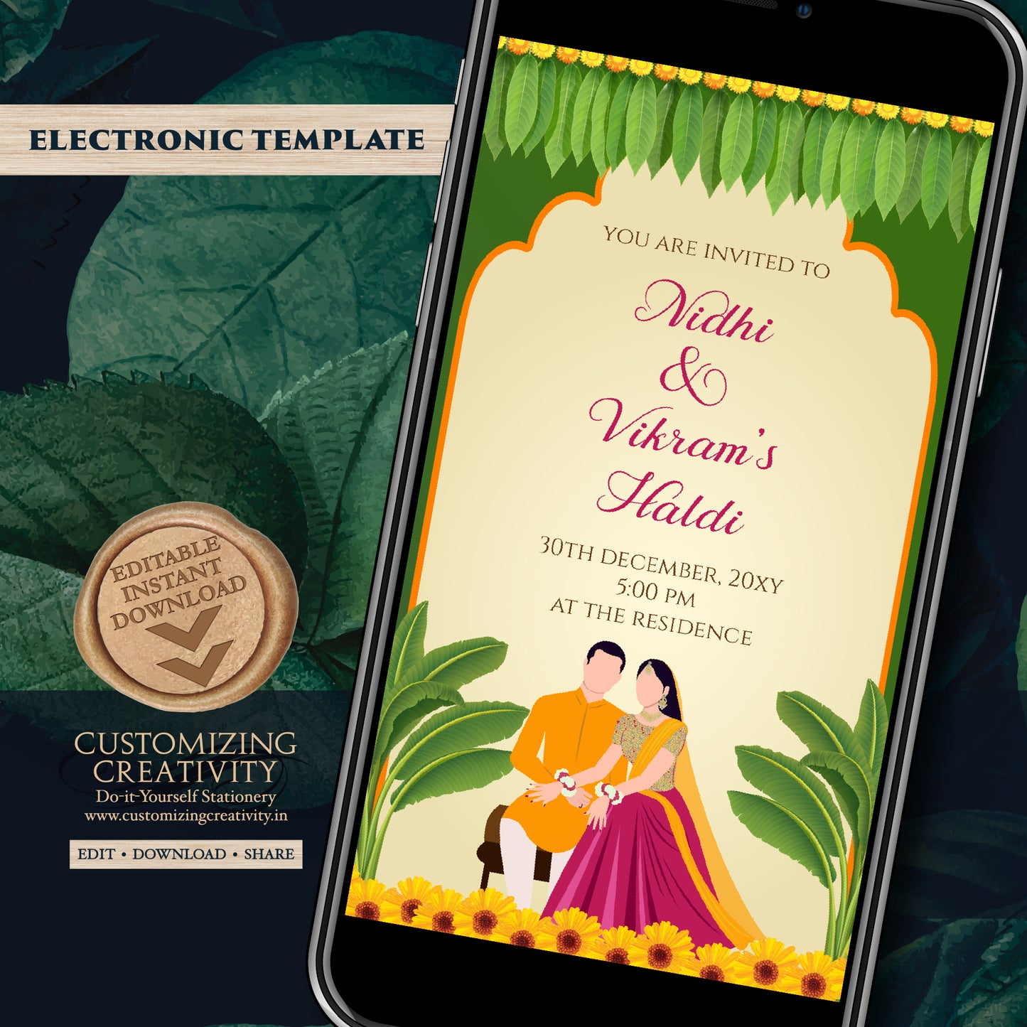 Haldi invites Digital Haldi invitations, Mayoun invitations & Mehndi invitations, Digital Mayoun invites as Dholki invitations Mehndi invite