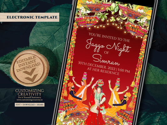Jaggo Night invites as Jaggo Wedding invite, Digital Jaggo cards, Jaggo invite as Jaggo invitations, Jago invitation Digital as Jago invites