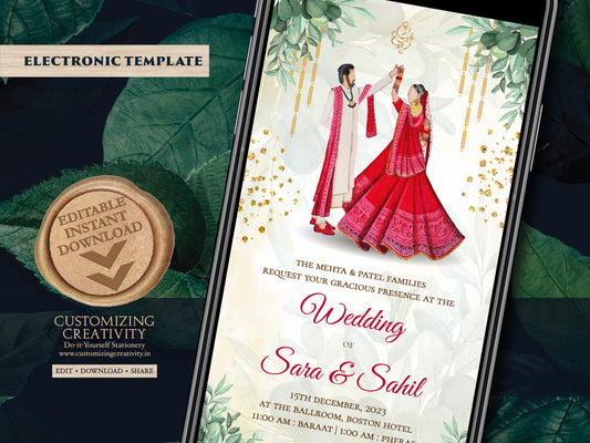Hindu invitations as Hindu wedding invites, Indian Wedding cards & Indian invitations, Indian Wedding invites as Digital Hindu Wedding cards
